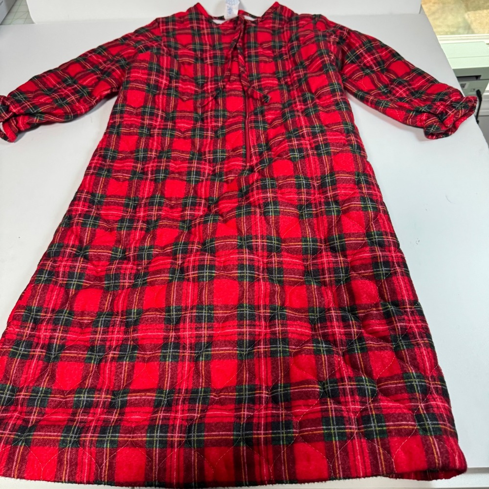 Vintage 70s Sugar Kane by Imerman Girls Red Plaid Quilted Robe Zipper Front Sz 6